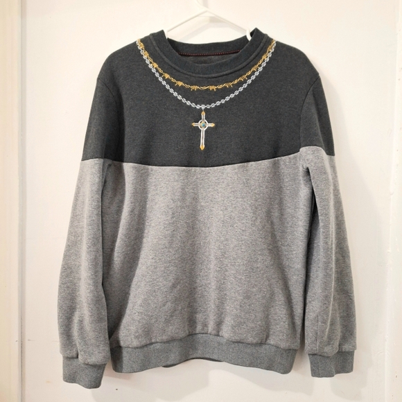 Grey Cross with Turquoise Gem Stone - Small - Picture 1 of 5